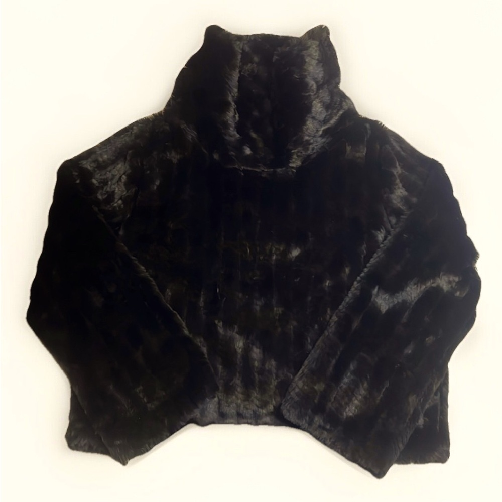 Parkhurst Faux Fur Wide Collar Turtleneck Wide Sleeve Sweater sz XL EUC